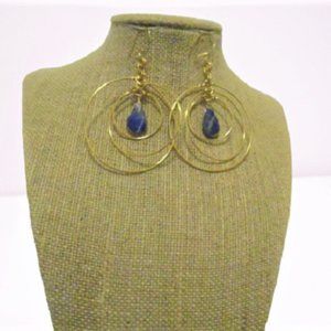 Sodalite  Semiprecious Stone Earrings Gold Plated